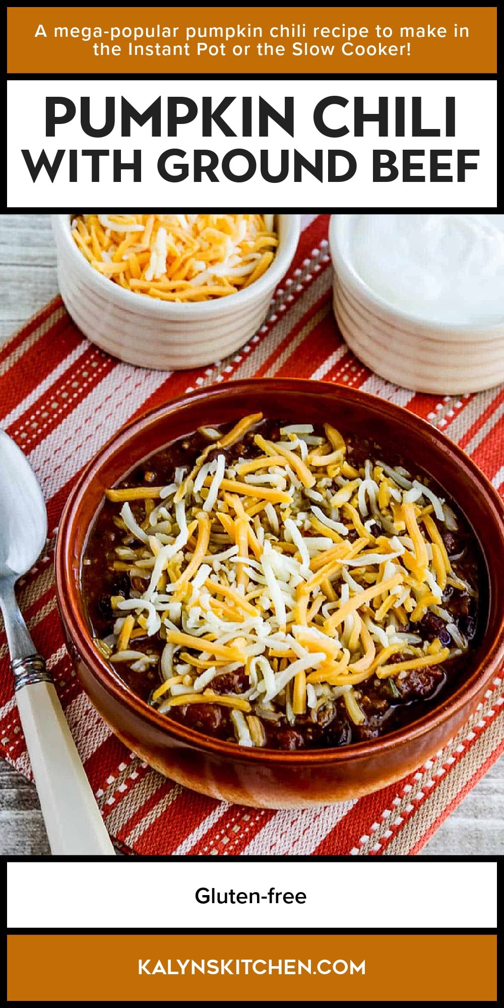 Pinterest image of Pumpkin Chili with Ground Beef