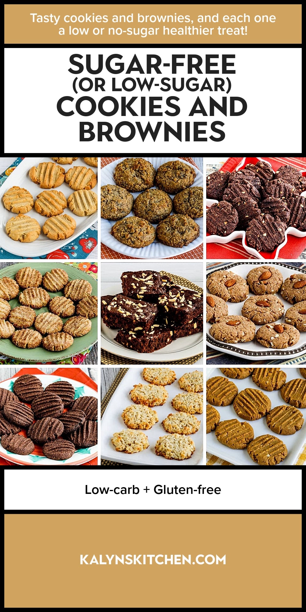 Pinterest image of Sugar-Free (or Low-Sugar) Cookies and Brownies