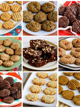 Sugar-Free (and Low-Sugar Cookies and Brownies collage of featured recipes.