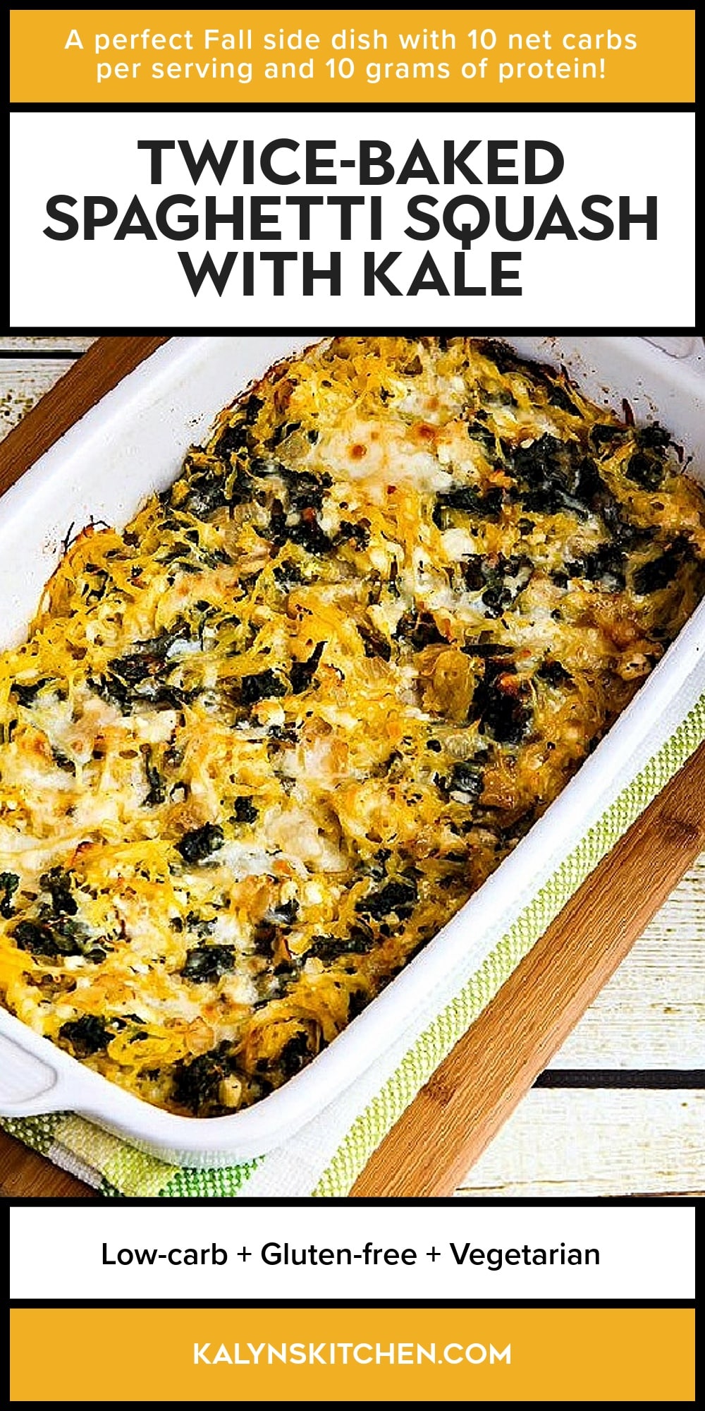 Pinterest image of Twice-Baked Spaghetti Squash with Kale