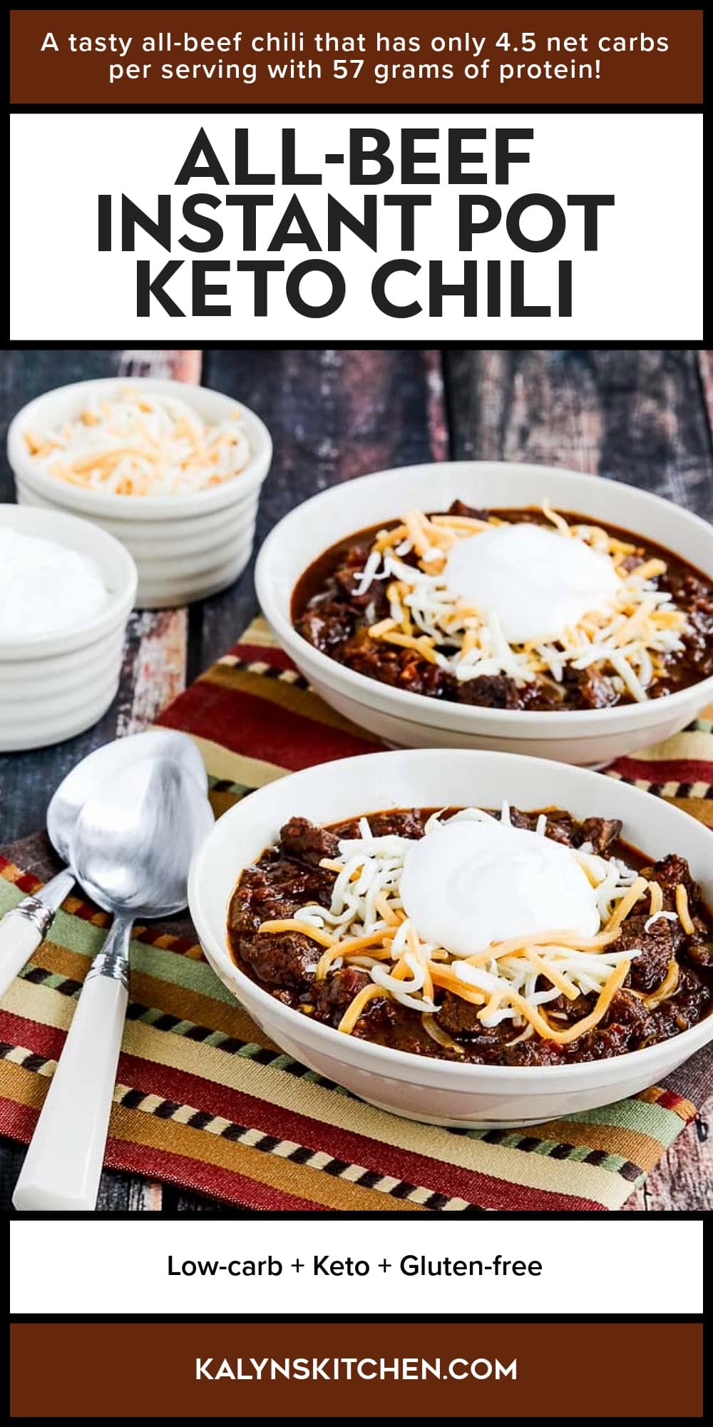 Pinterest image of All-Beef Instant Pot Keto Chili