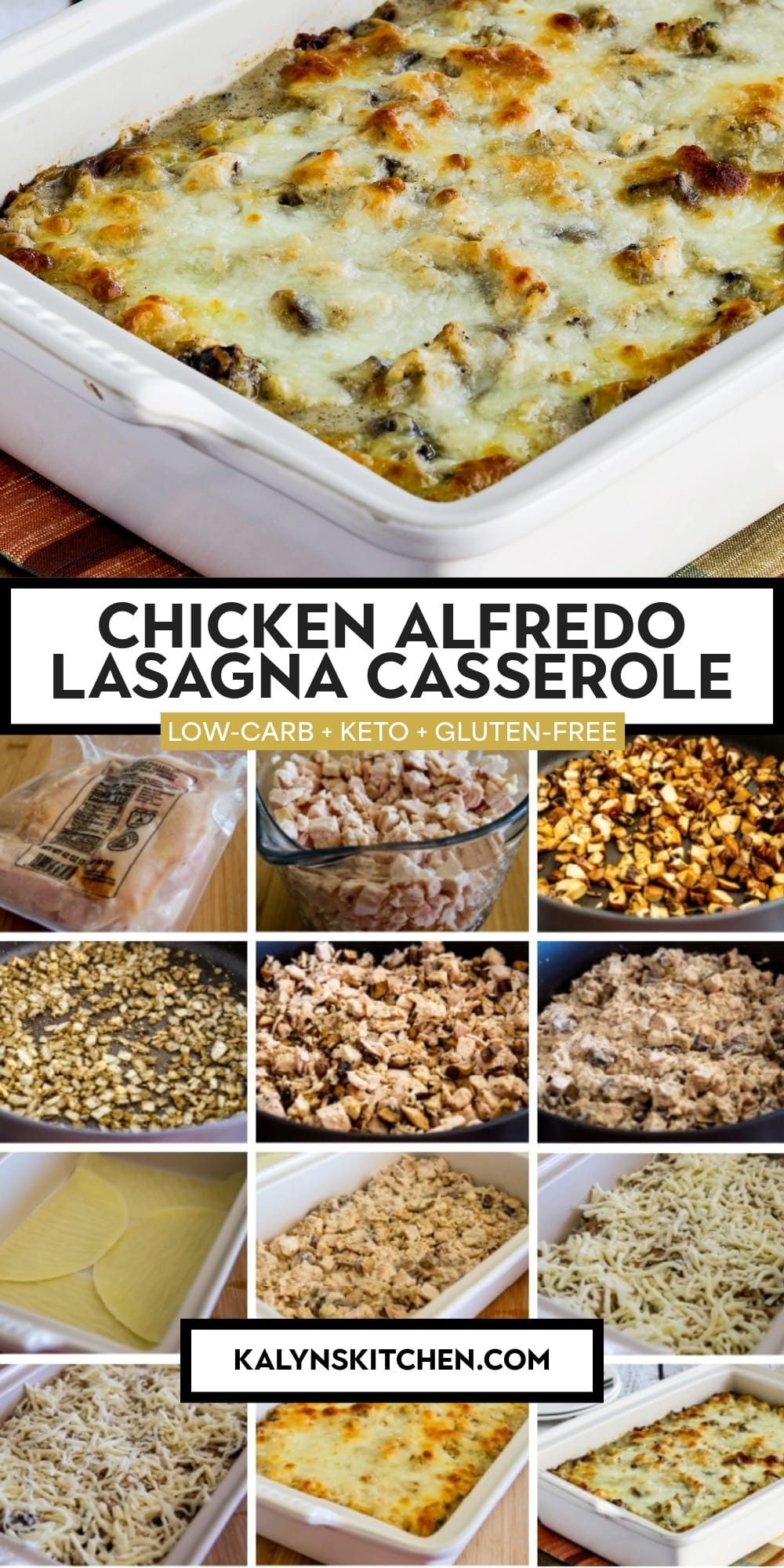 Pinterest image of Chicken Alfredo Lasagna Casserole