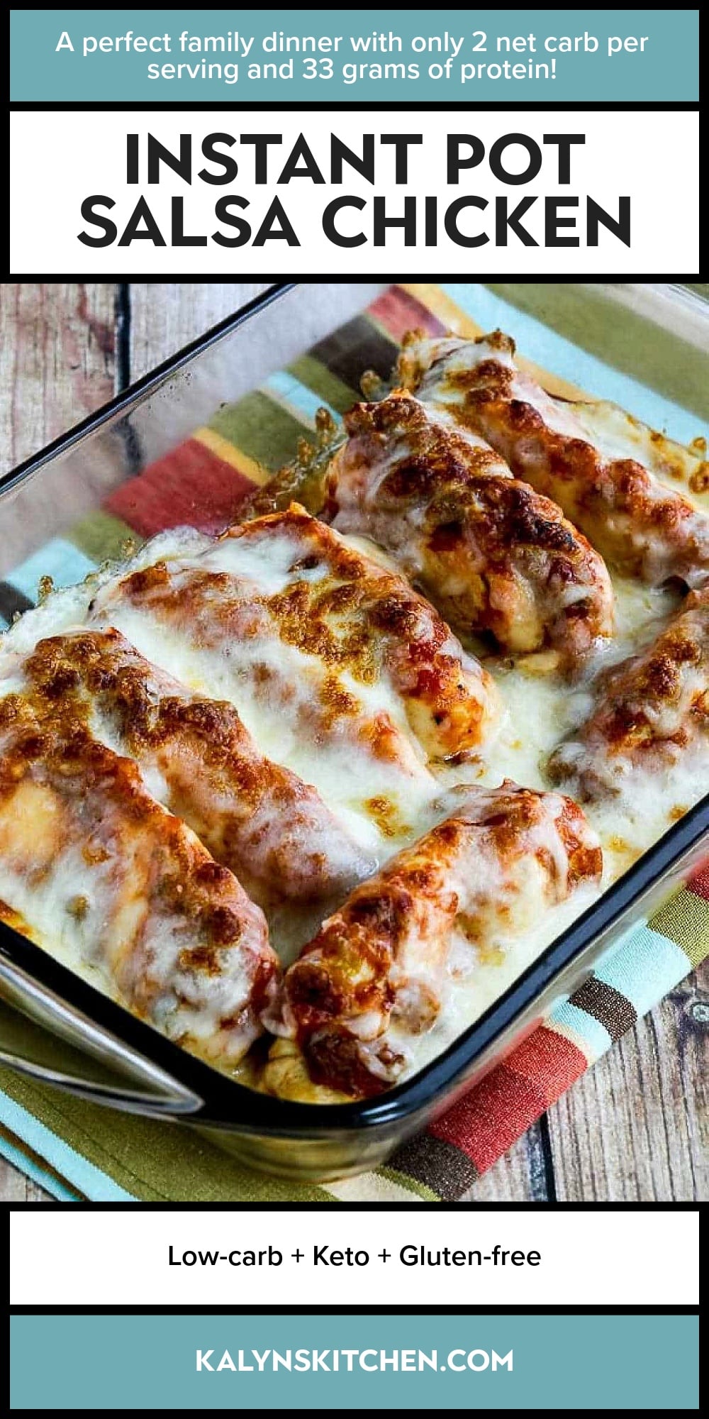 Pinterest image of Instant Pot Salsa Chicken