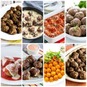 20 Low-Carb Meatball Recipes collage showing featured recipes.