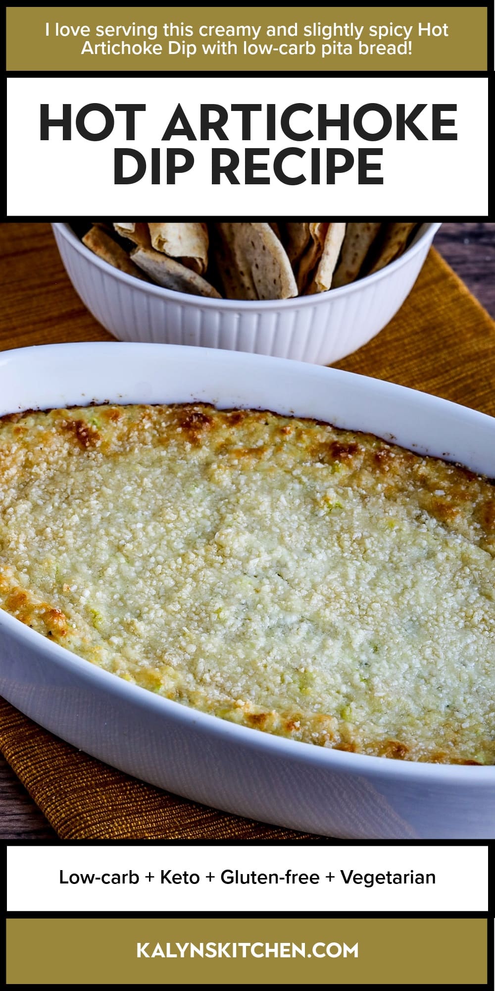 Pinterest image of Hot Artichoke Dip Recipe