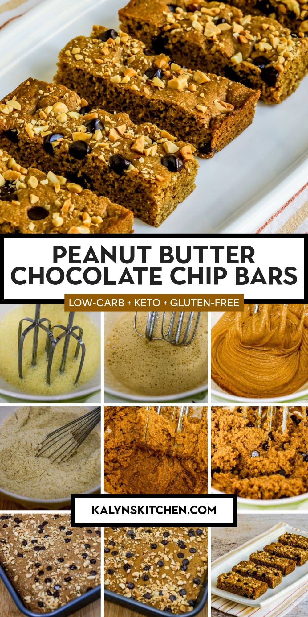 Pinterest image of Peanut Butter Chocolate Chip Bars