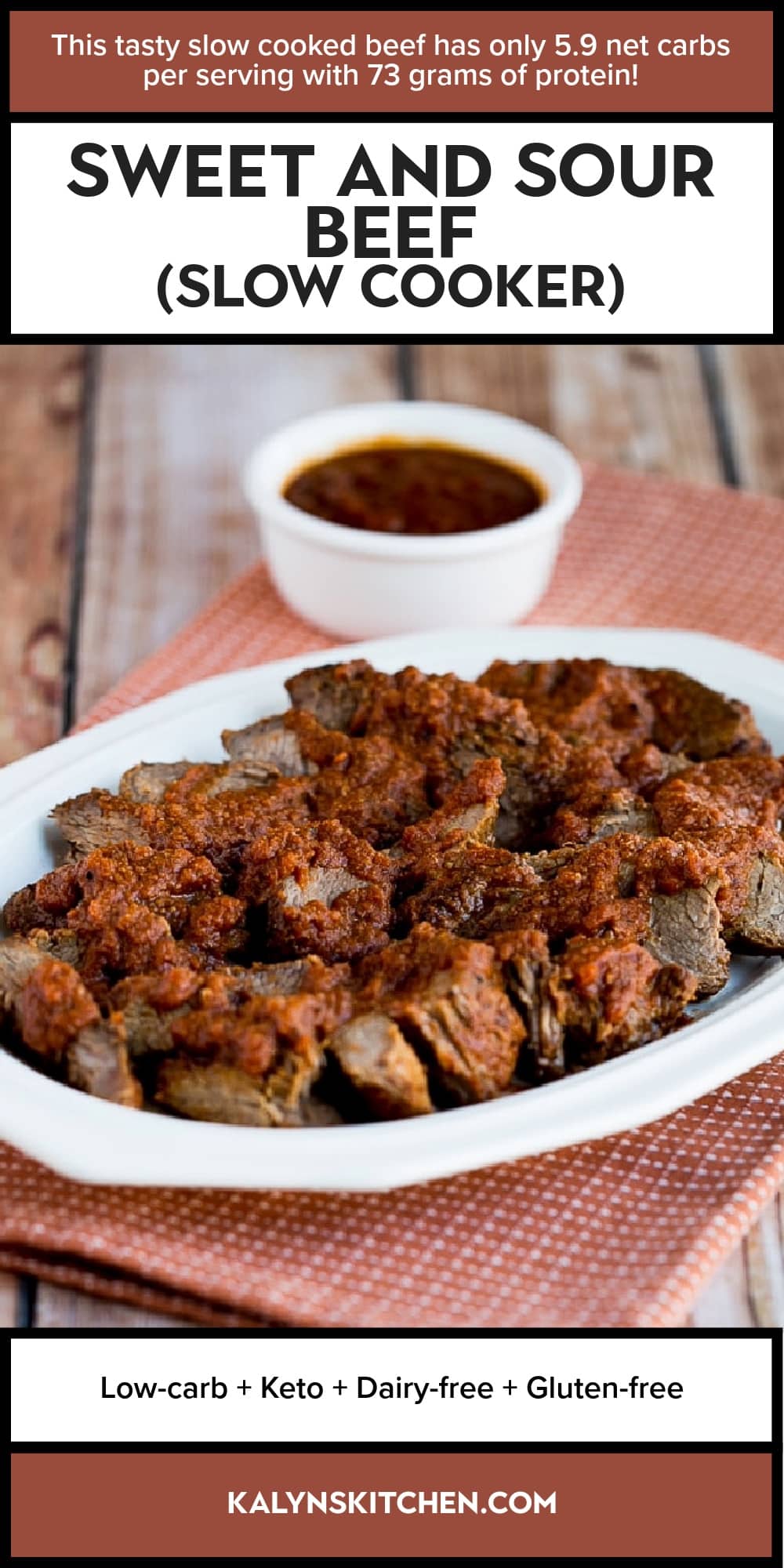 Pinterest image of Sweet and Sour Beef (Slow Cooker)