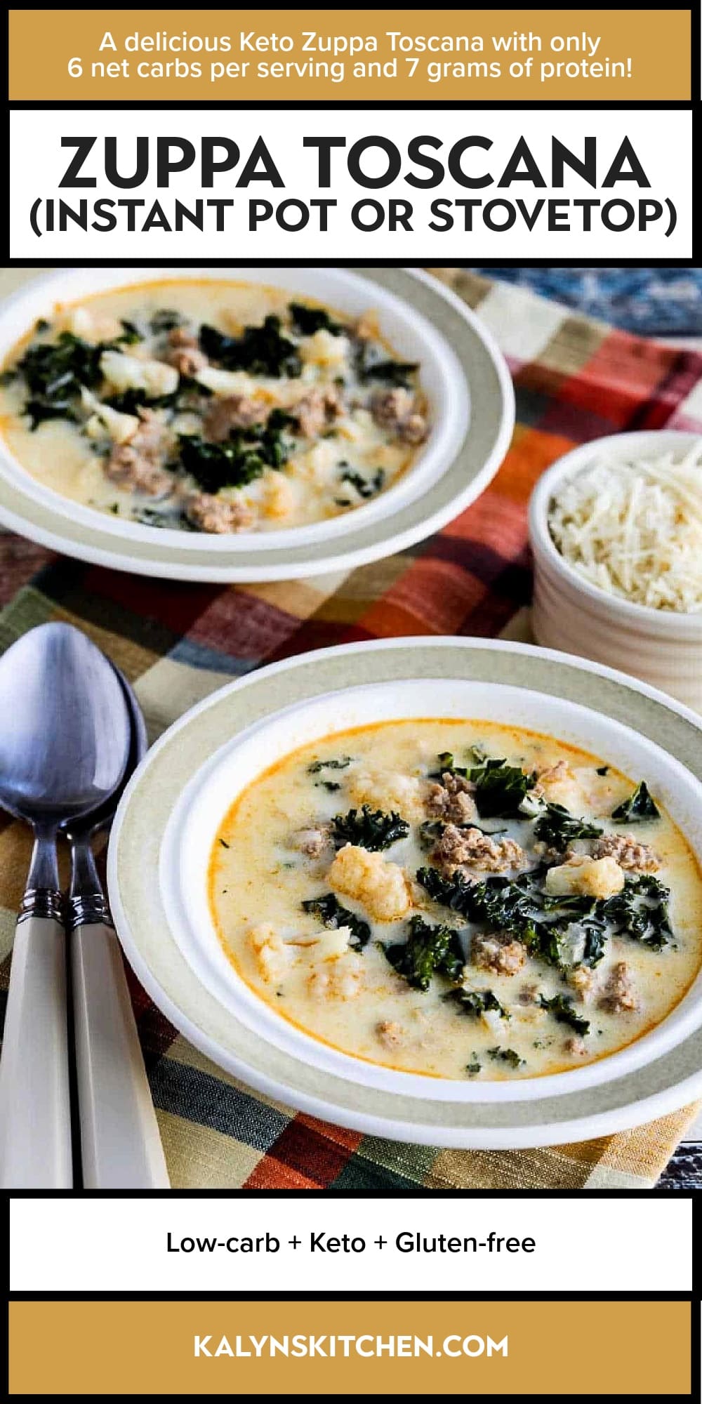 Pinterest image of Zuppa Toscana (Instant Pot or Stovetop)