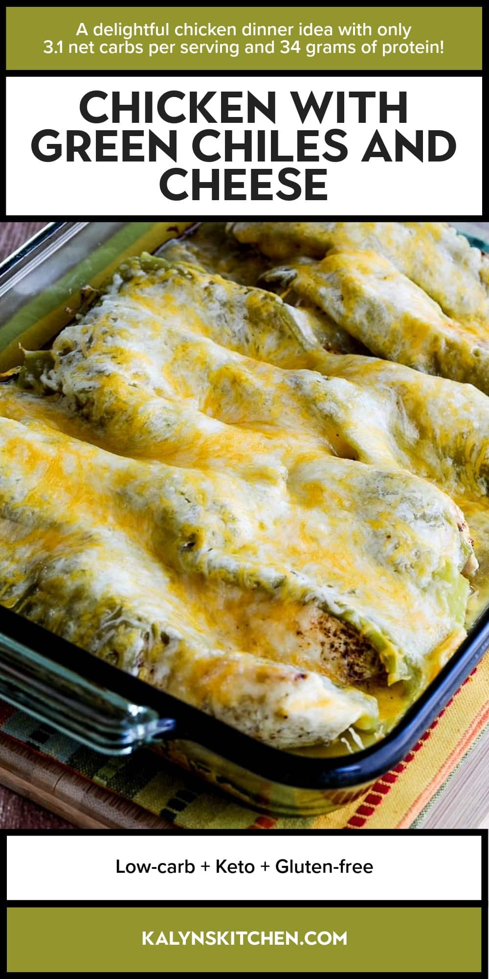 Pinterest image of Chicken with Green Chiles and Cheese