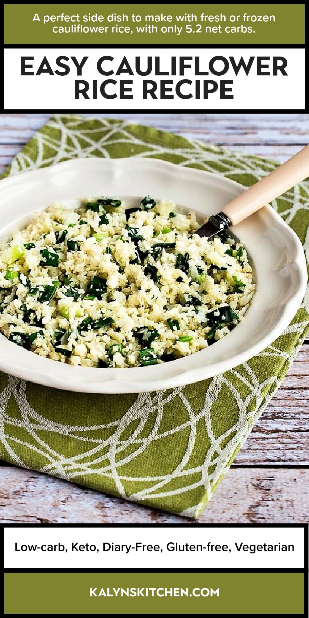 Pinterest image of Easy Cauliflower Rice Recipe