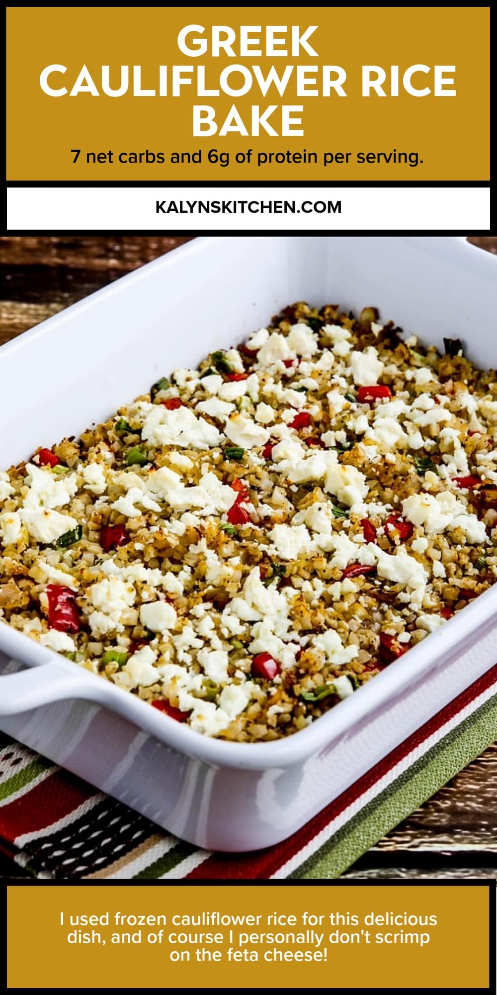 Pinterest image of Greek Cauliflower Rice Bake