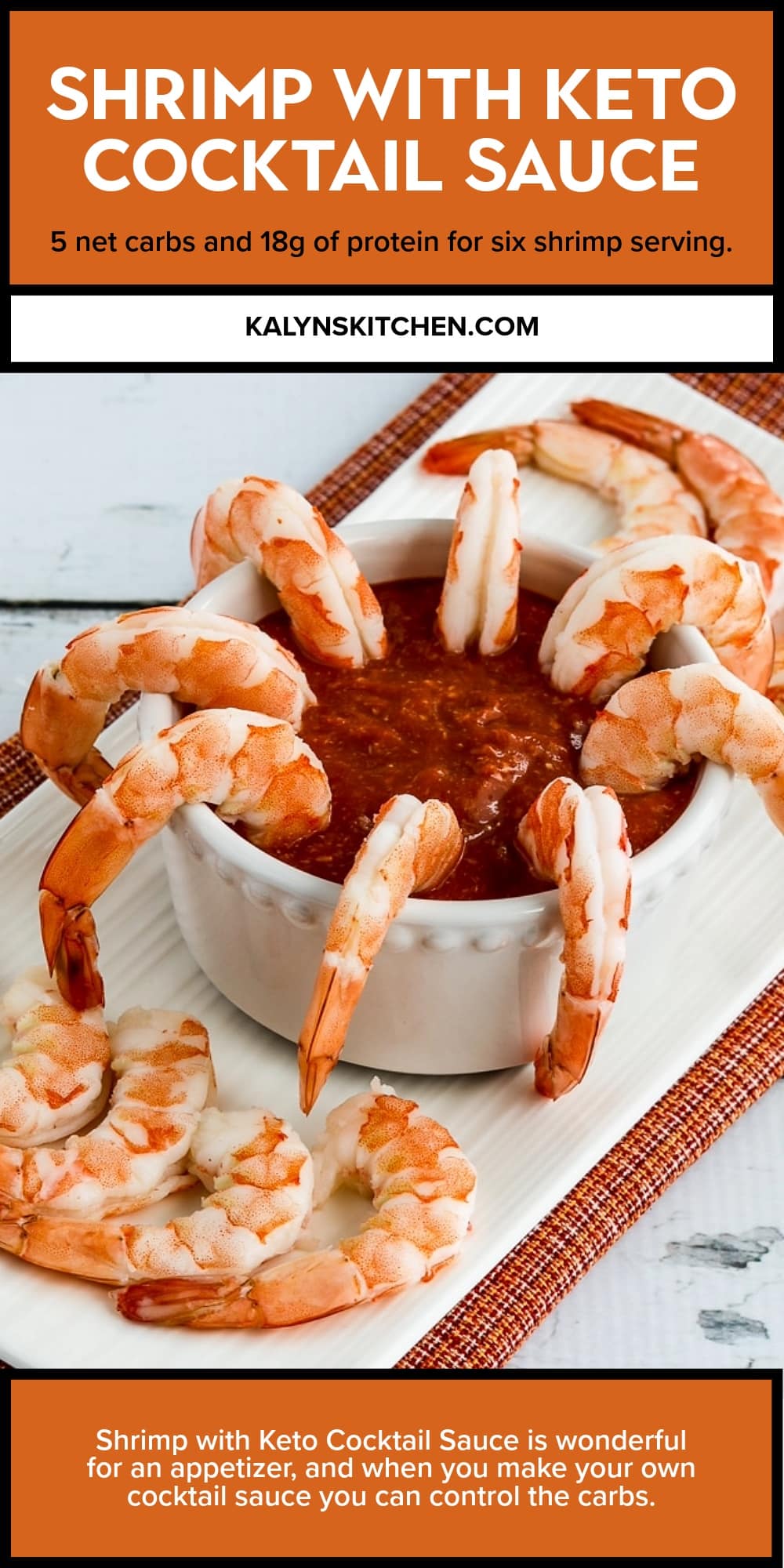 Pinterest image of Shrimp with Keto Cocktail Sauce