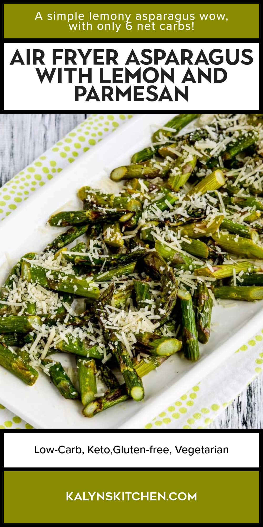 Pinterest image of Air Fryer Asparagus with Lemon and Parmesan
