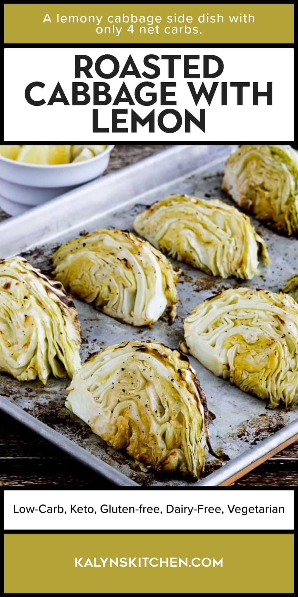 Pinterest image of Roasted Cabbage with Lemon