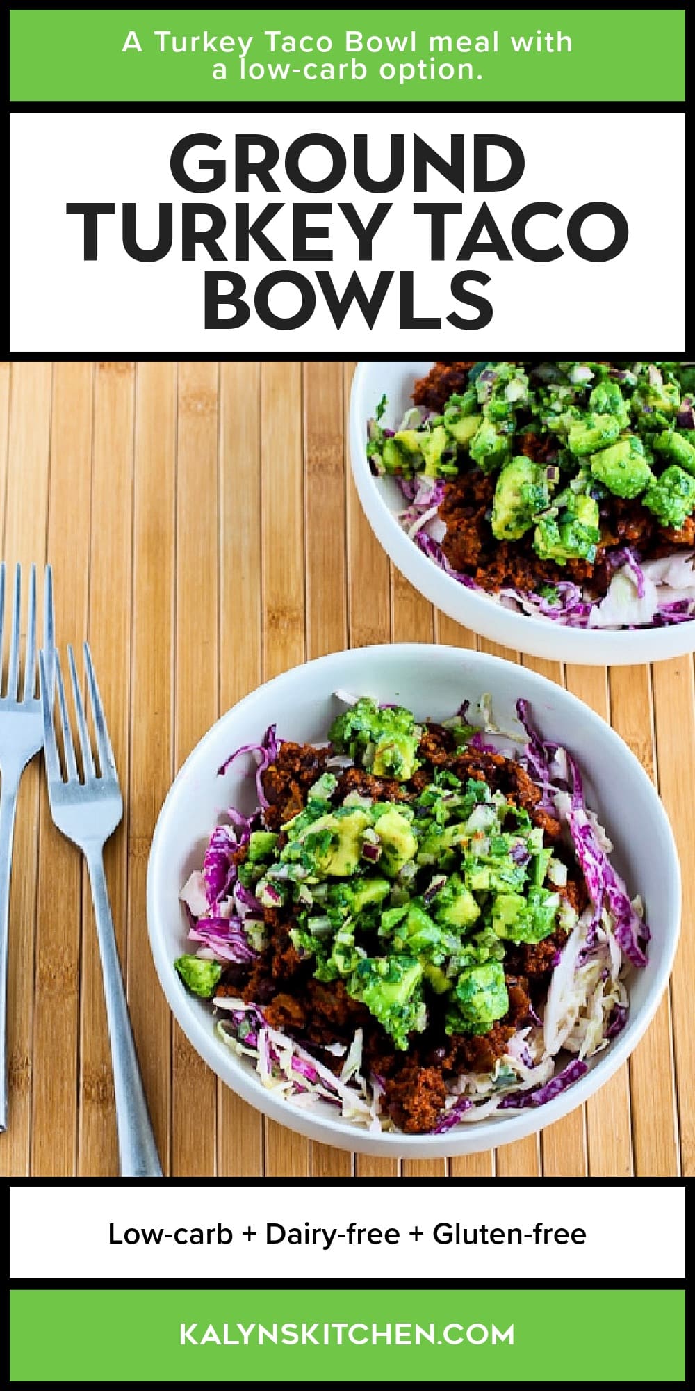 Pinterest image of Ground Turkey Taco Bowls