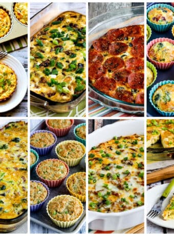 Keto Breakfasts to make on the weekend collage of featured recipes.
