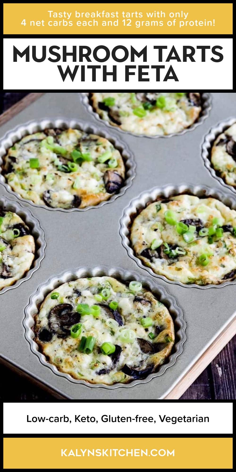 Pinterest image of Mushroom Tarts with Feta