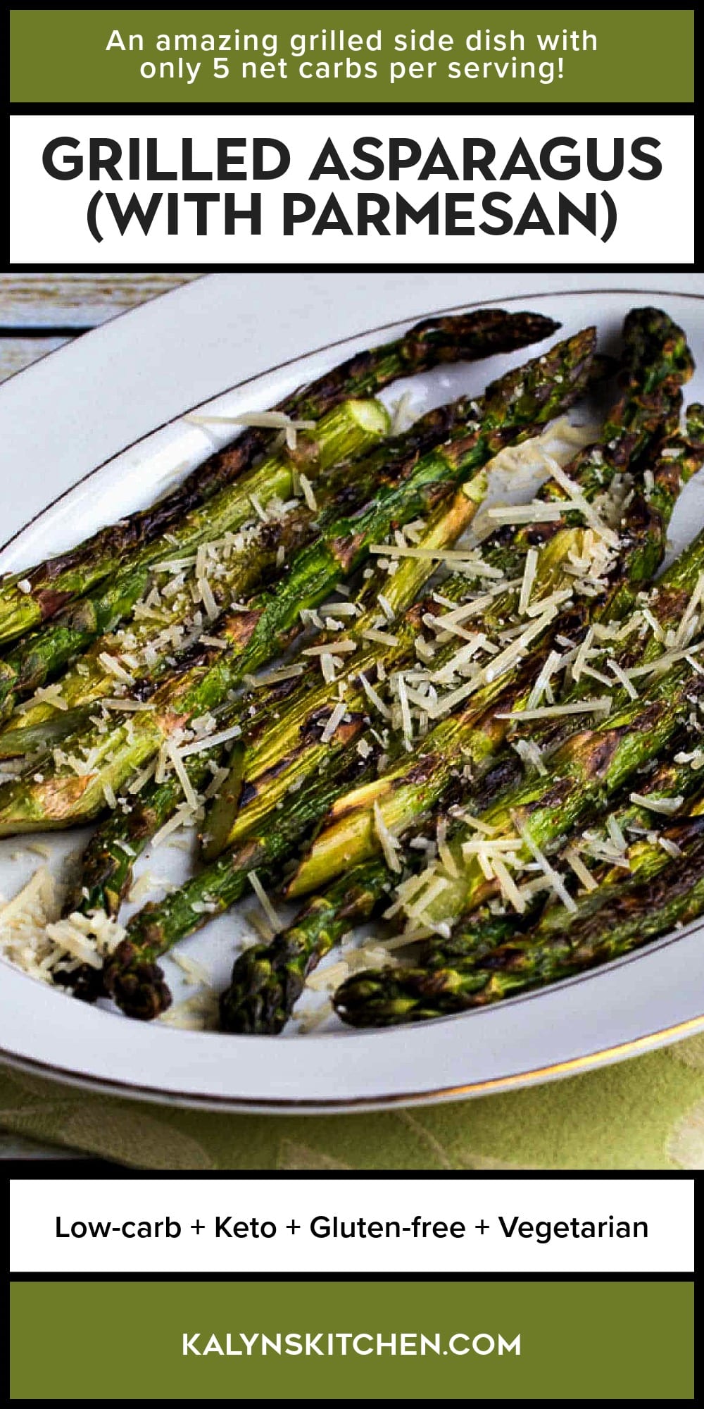 Pinterest image of Grilled Asparagus (with Parmesan)