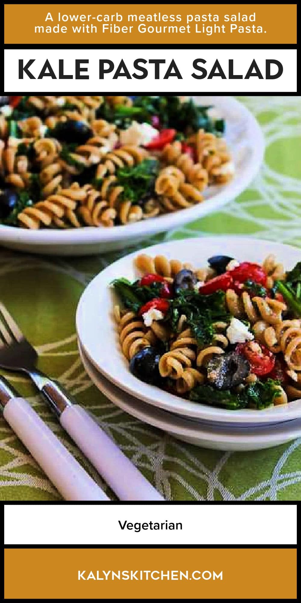 Pinterest image of Kale Pasta Salad