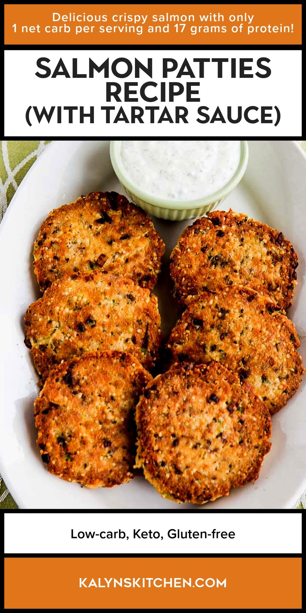 Pinterest image of Salmon Patties Recipe (with Tartar Sauce)