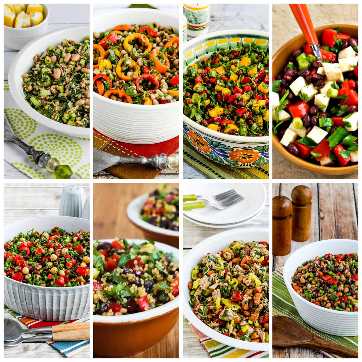 Salads with Dried Beans collage showing featured recipes.