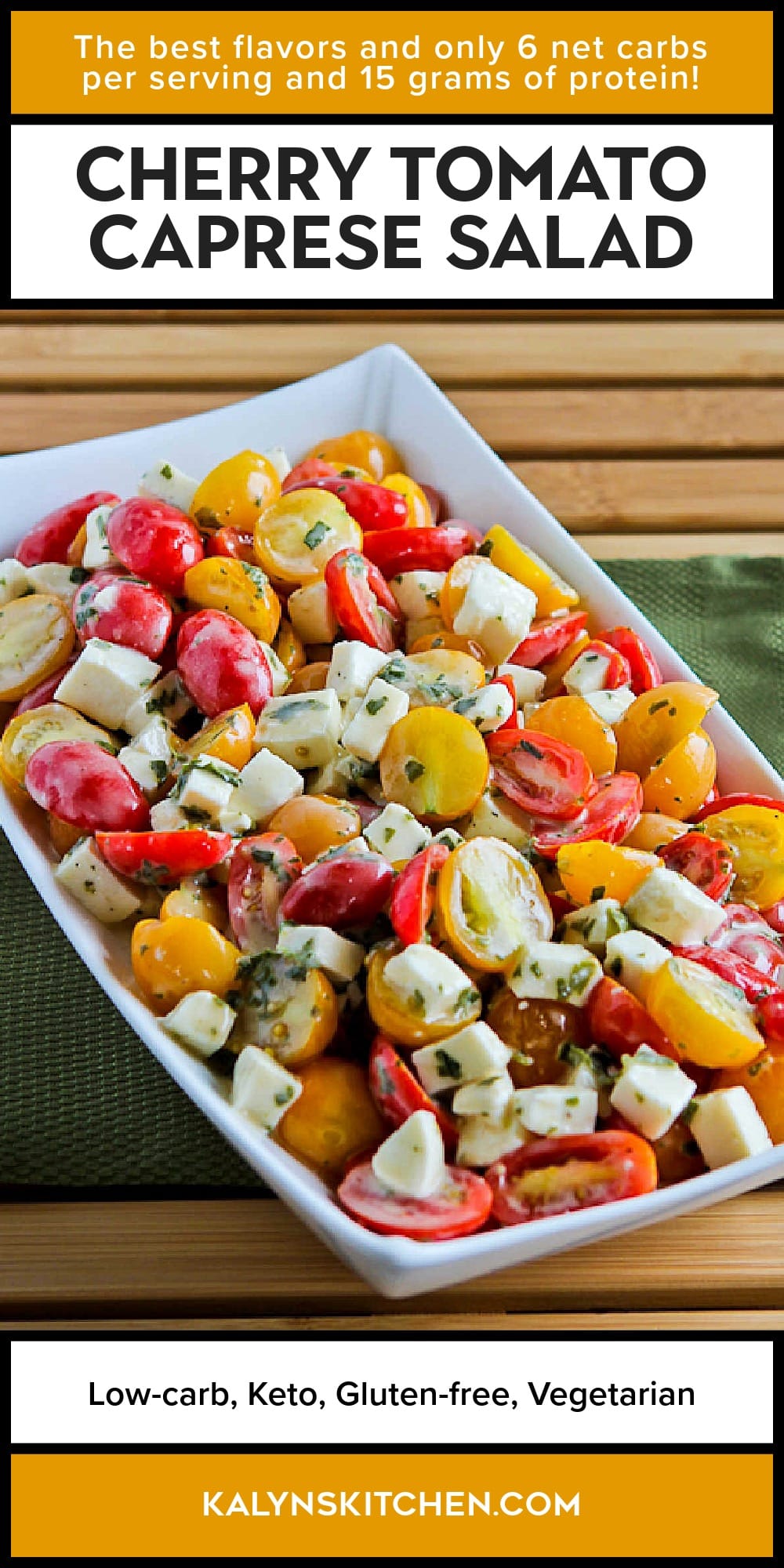 Pinterest image of Cherry Tomato Caprese Salad