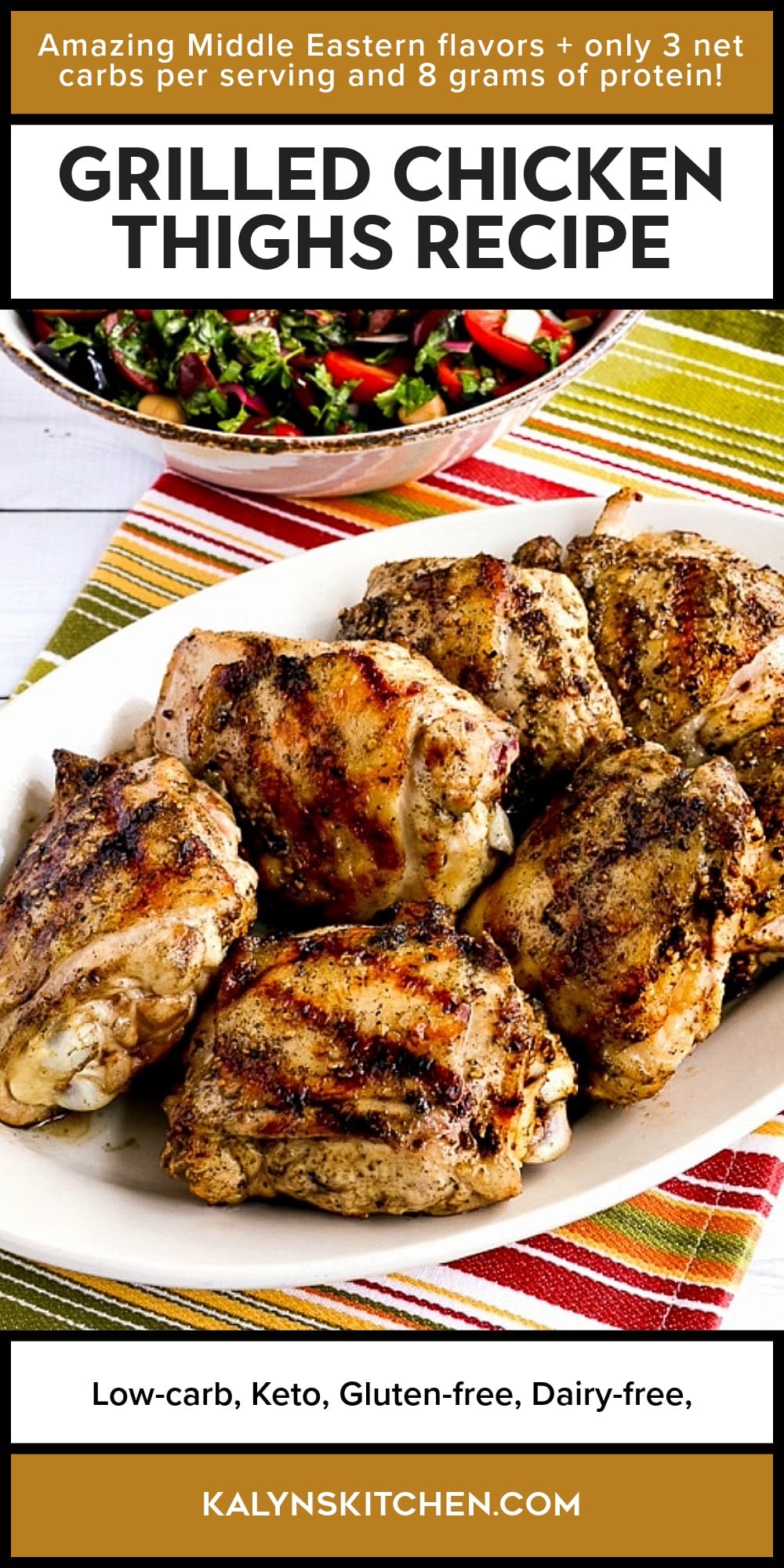 Pinterest image of Grilled Chicken Thighs Recipe