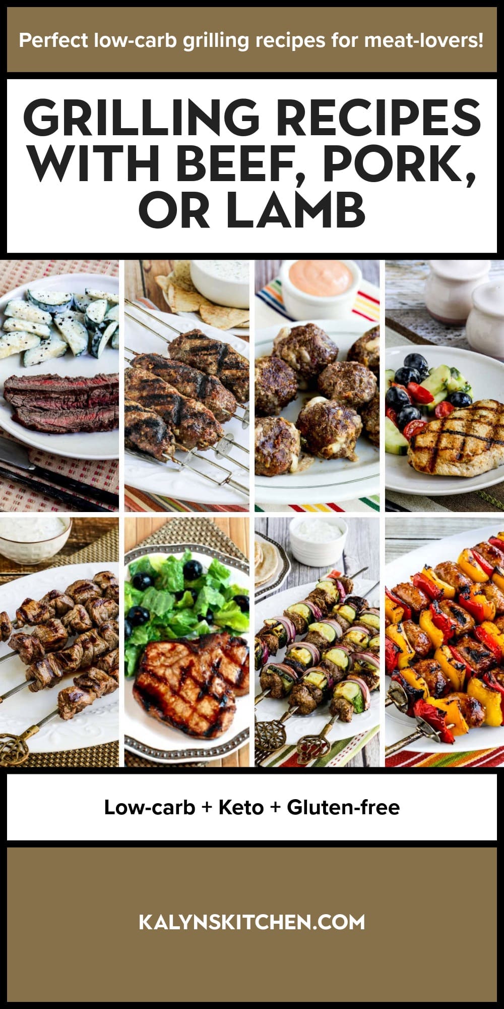 Pinterest image of Grilling Recipes with Beef, Pork, or Lamb