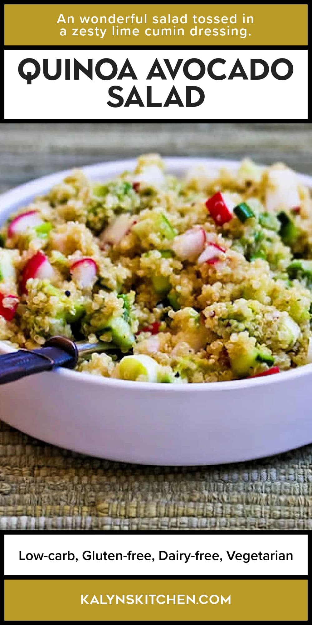 Pinterest image of Quinoa Avocado Salad