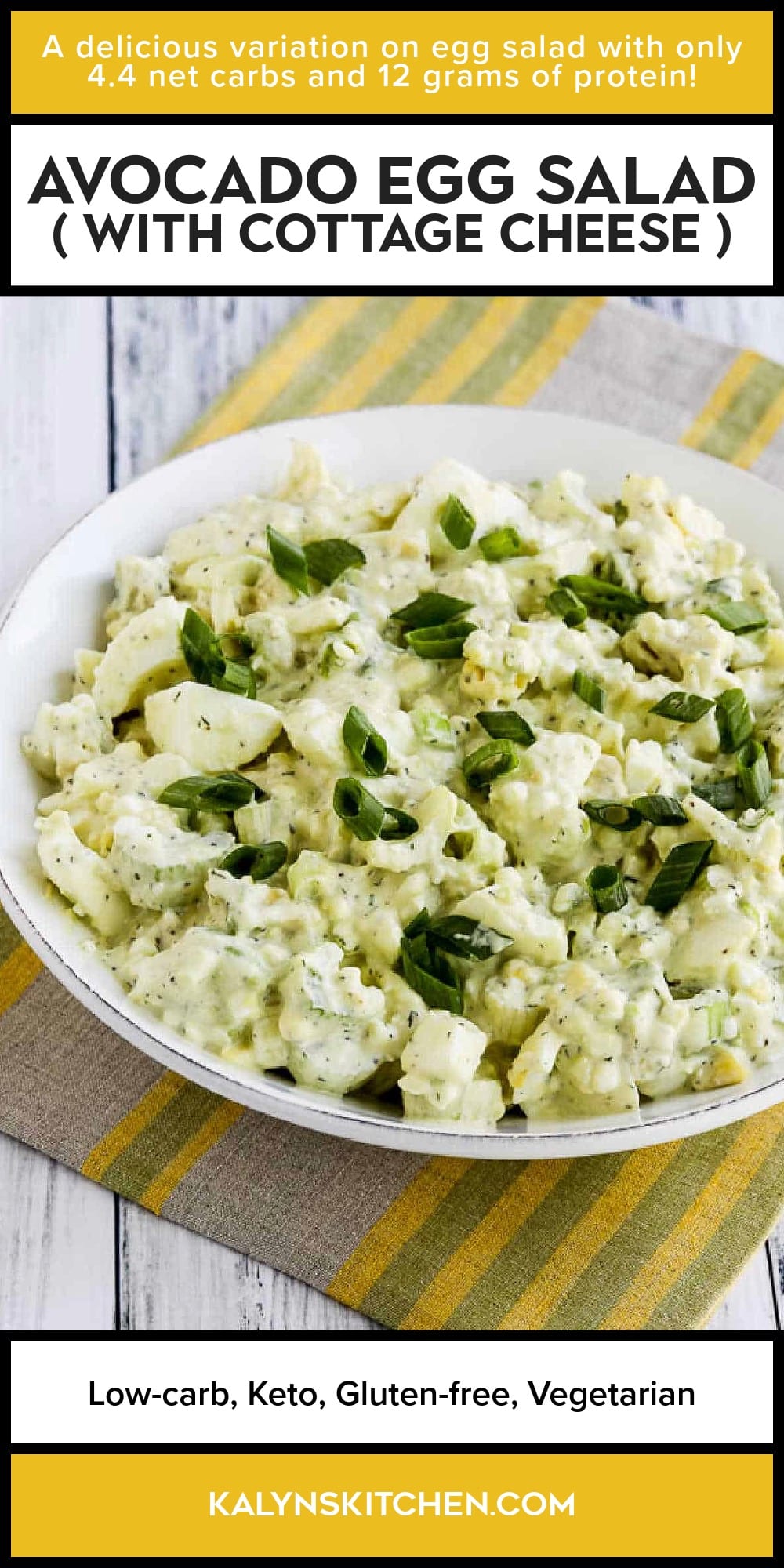 Pinterest image of Avocado Egg Salad (with Cottage Cheese)