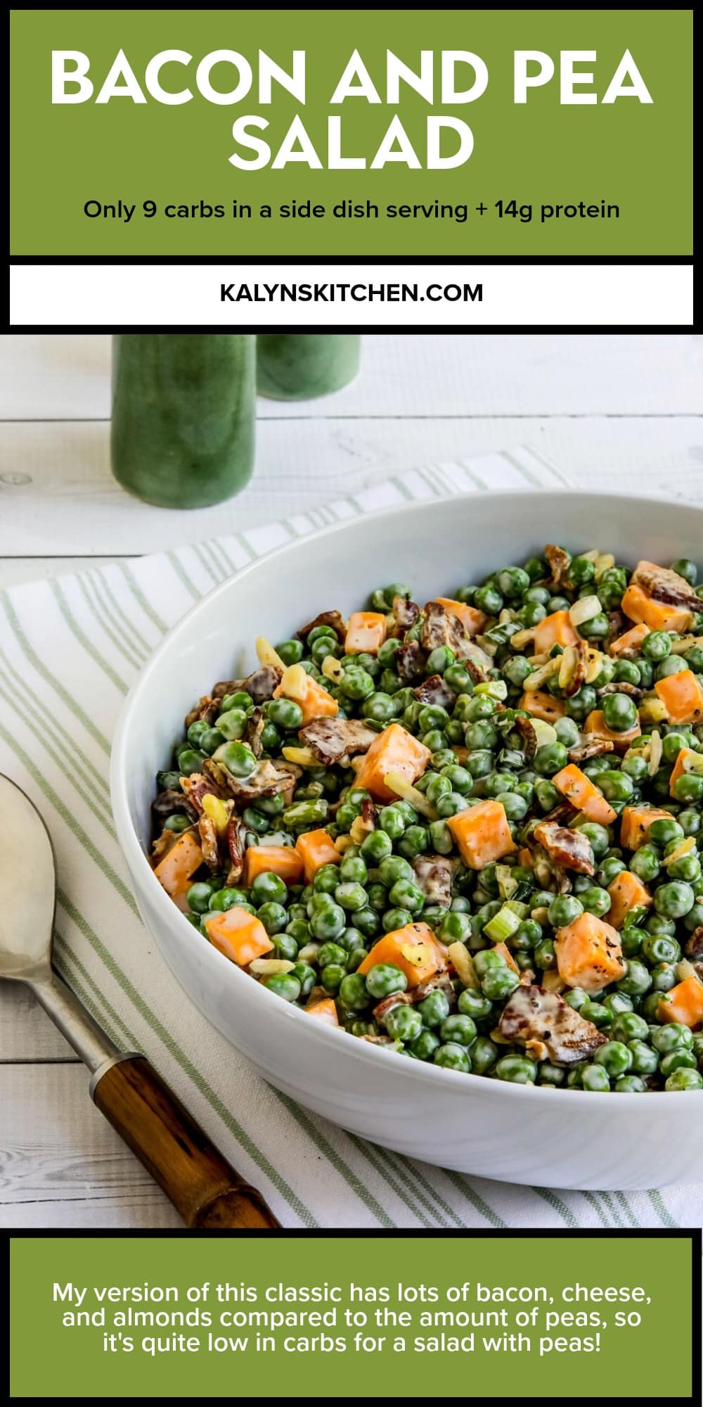 Pinterest image of Bacon and Pea Salad