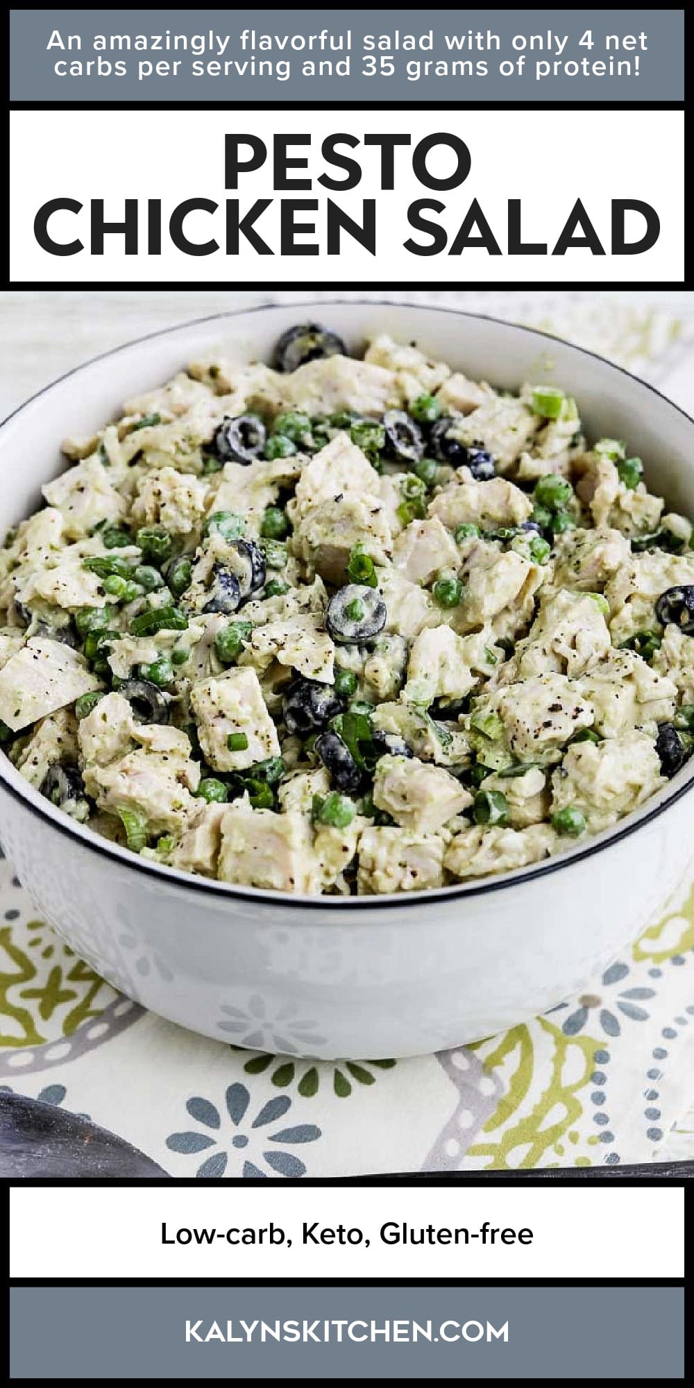 Pinterest image of Pesto Chicken Salad