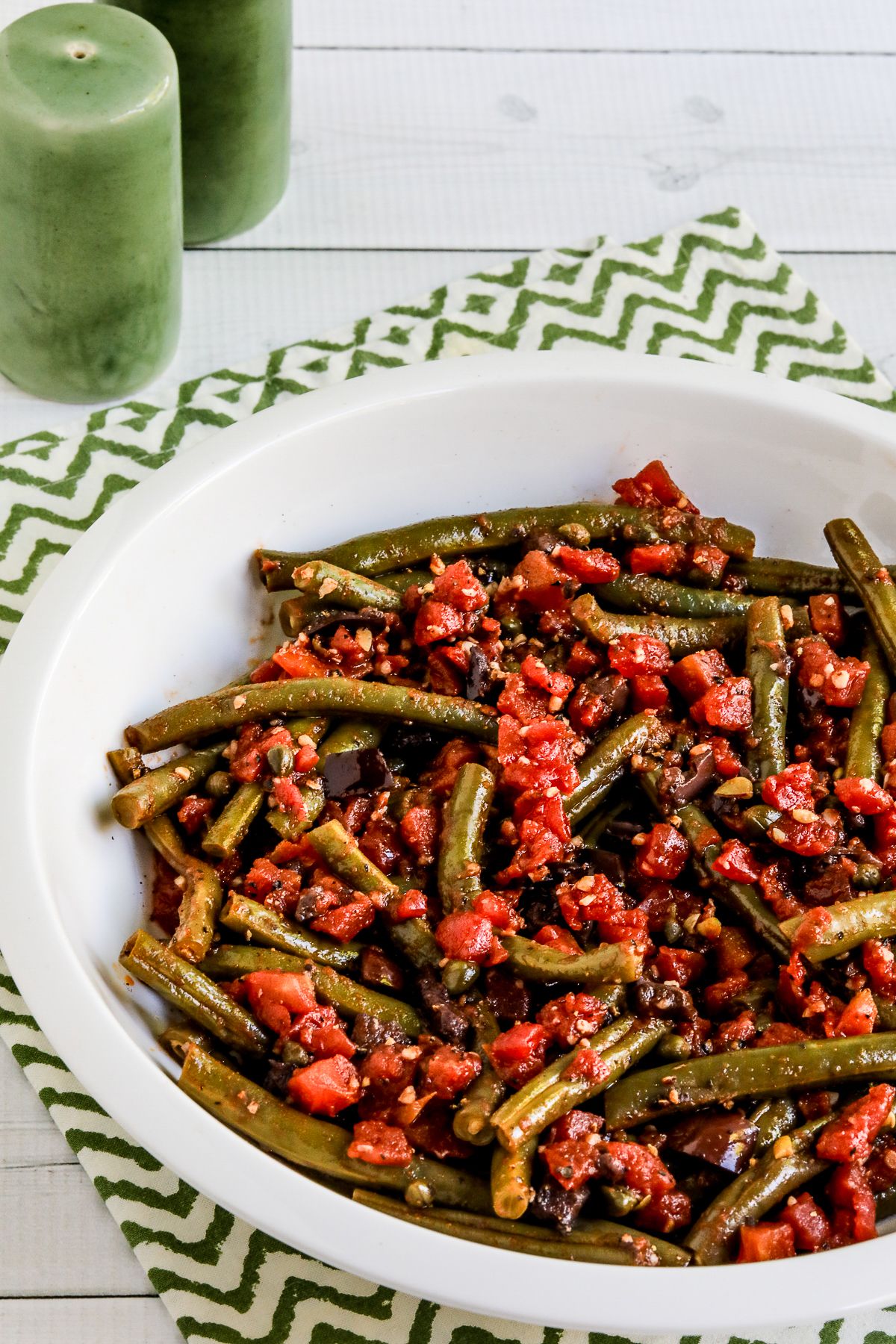 Green Beans with Tomatoes in serving bowl.