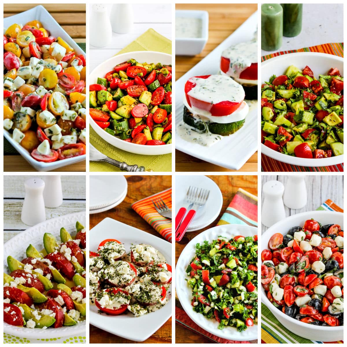 Summer Tomato Salads collage showing featured recipes.