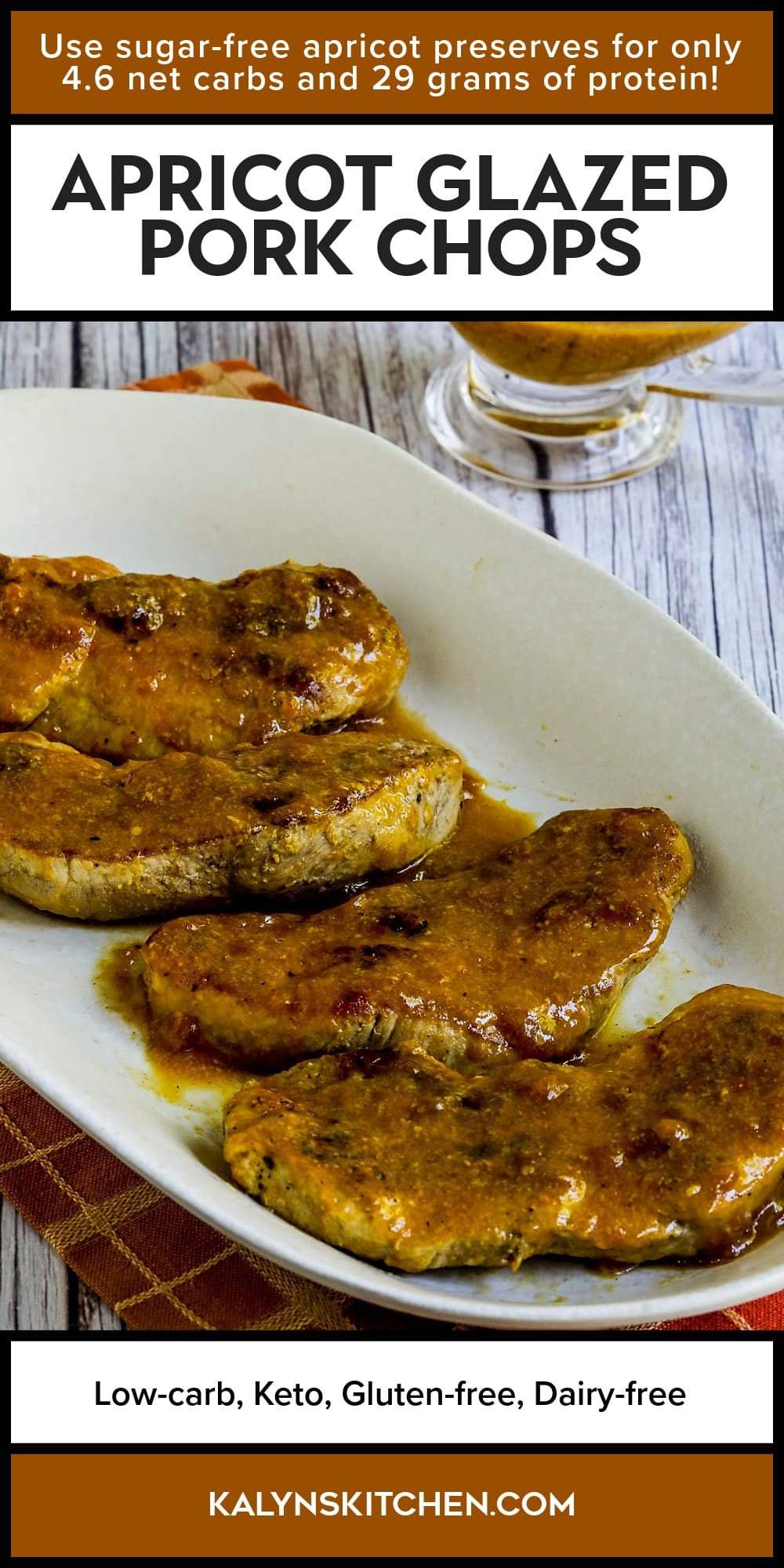 Pinterest image of Apricot Glazed Pork Chops