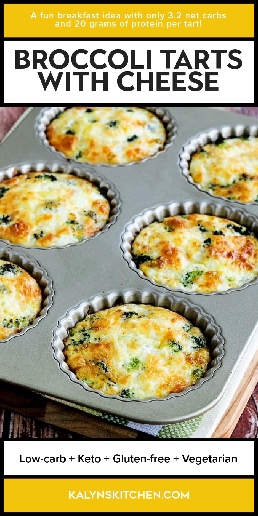 Pinterest image of Broccoli Tarts with Cheese
