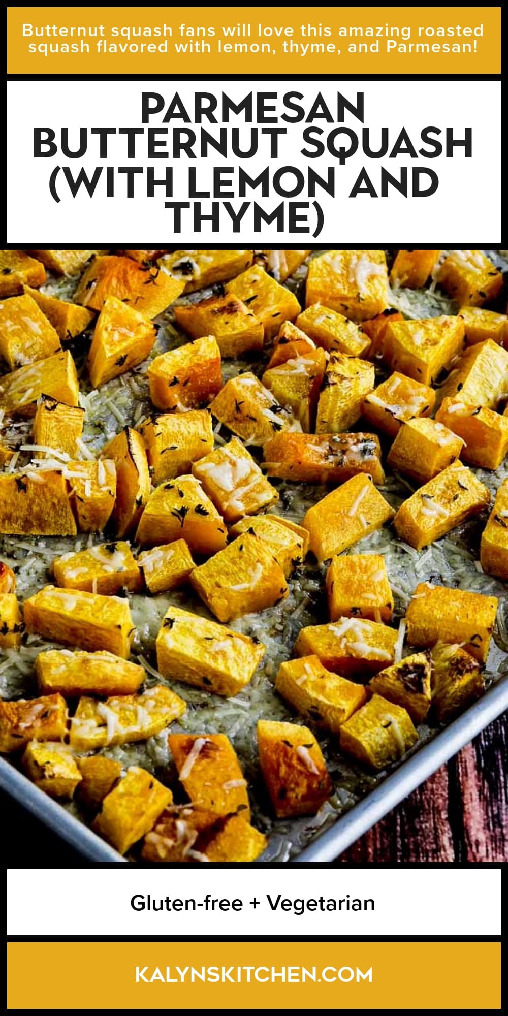 Pinterest image of Parmesan Butternut Squash (with Lemon and Thyme)