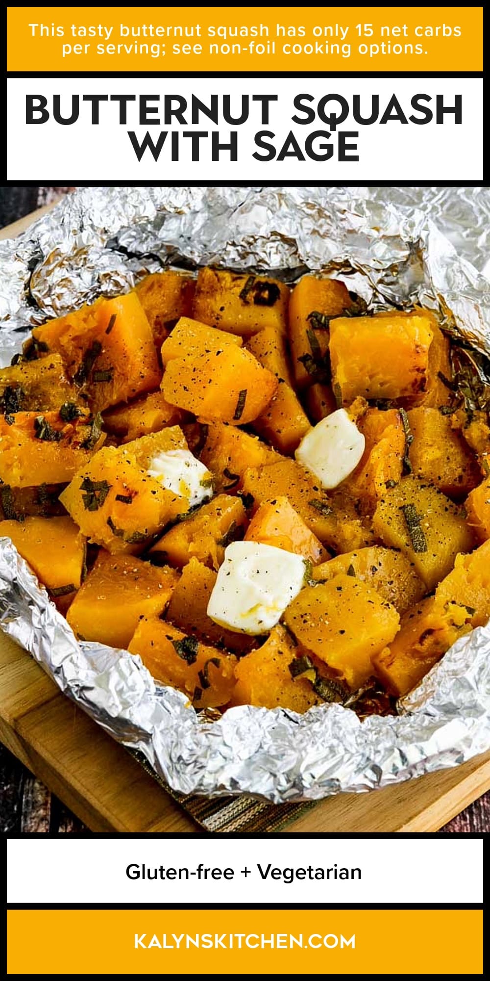 Pinterest image of Butternut Squash with Sage