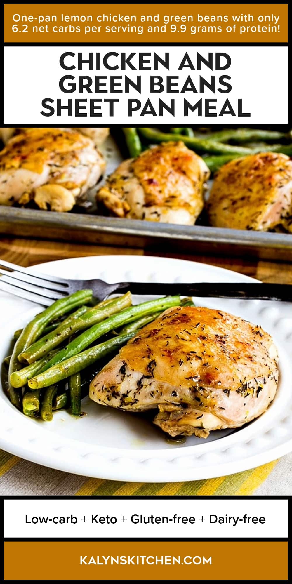 Pinterest image of Chicken and Green Beans Sheet Pan Meal