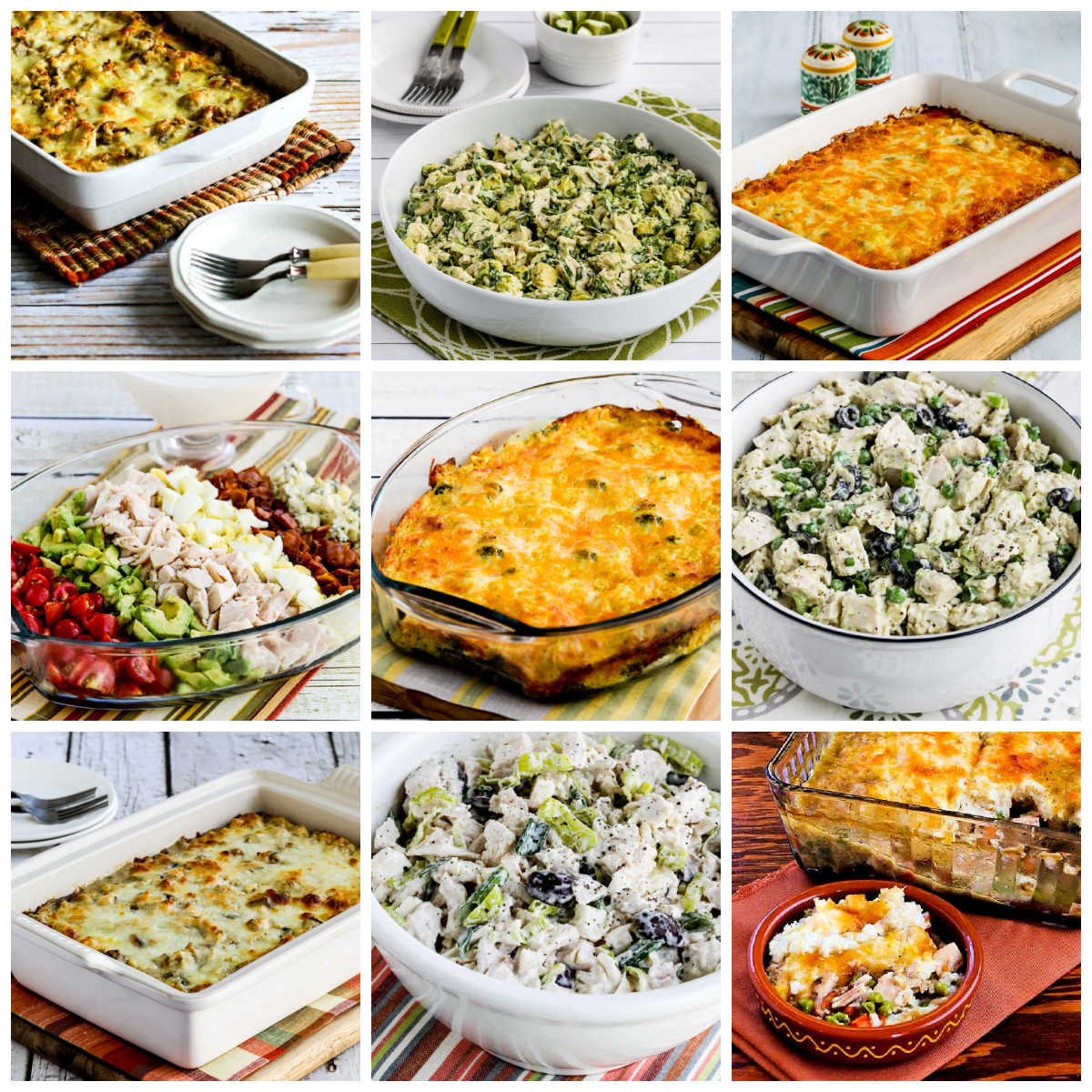 Low-Carb Leftover Turkey Recipes collage showing featured recipes.