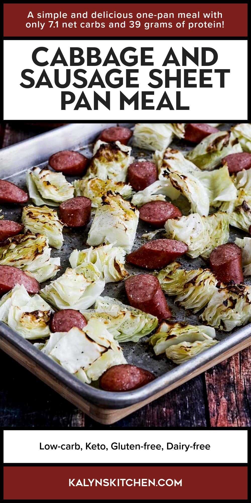 Pinterest image of Cabbage and Sausage Sheet Pan Meal