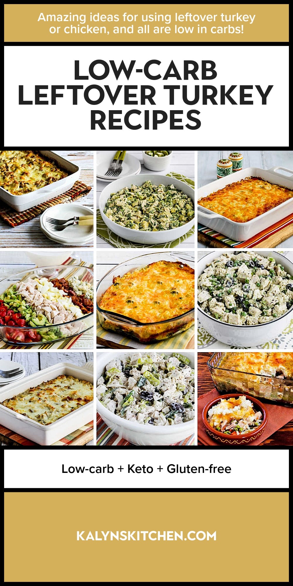 Pinterest image of Low-Carb Leftover Turkey Recipes