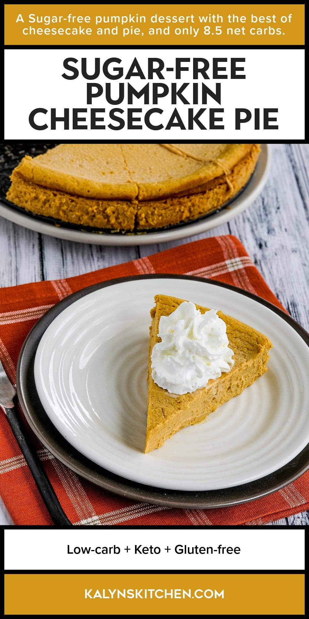 Pinterest image of Sugar-Free Pumpkin Cheesecake Pie