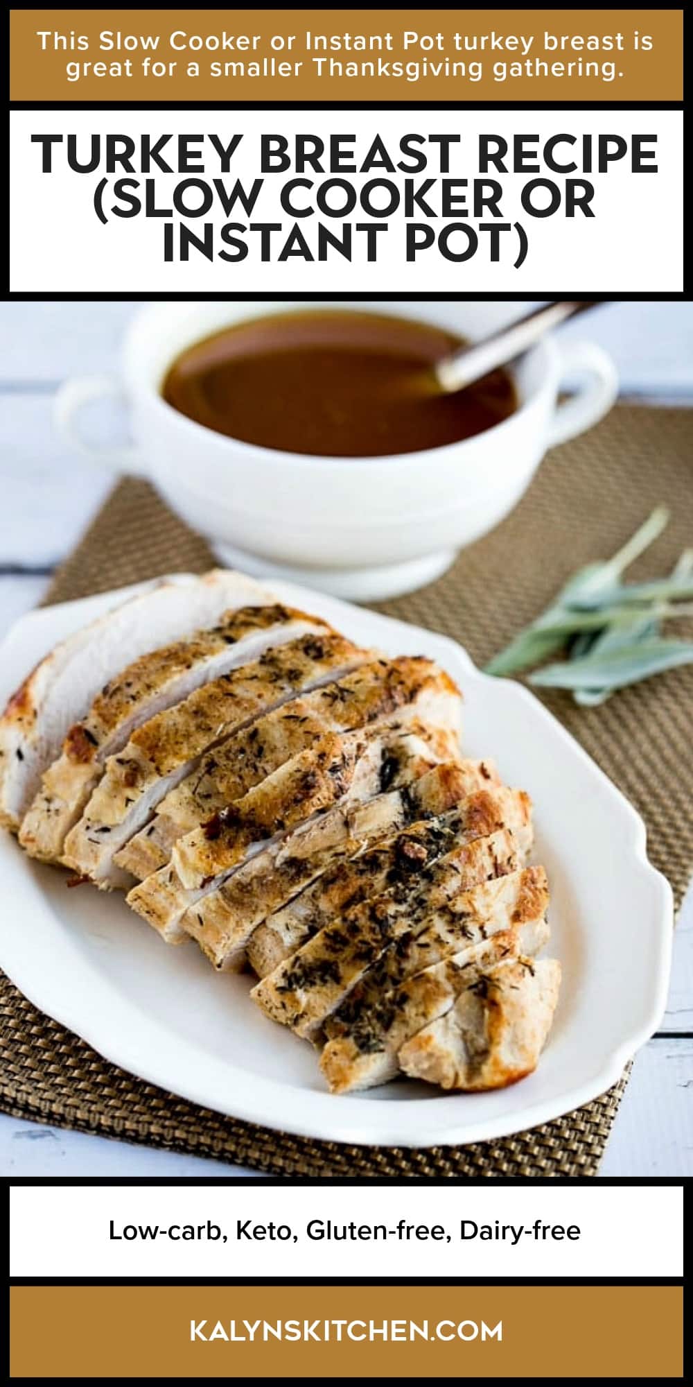 Pinterest image of Turkey Breast Recipe (Slow Cooker or Instant Pot)