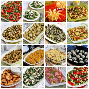 Keto Side Dishes, Appetizers, and Salads for the Holidays collage of featured recipes.