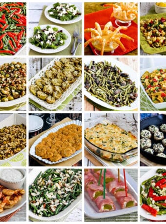 Keto Side Dishes, Appetizers, and Salads for the Holidays collage of featured recipes.