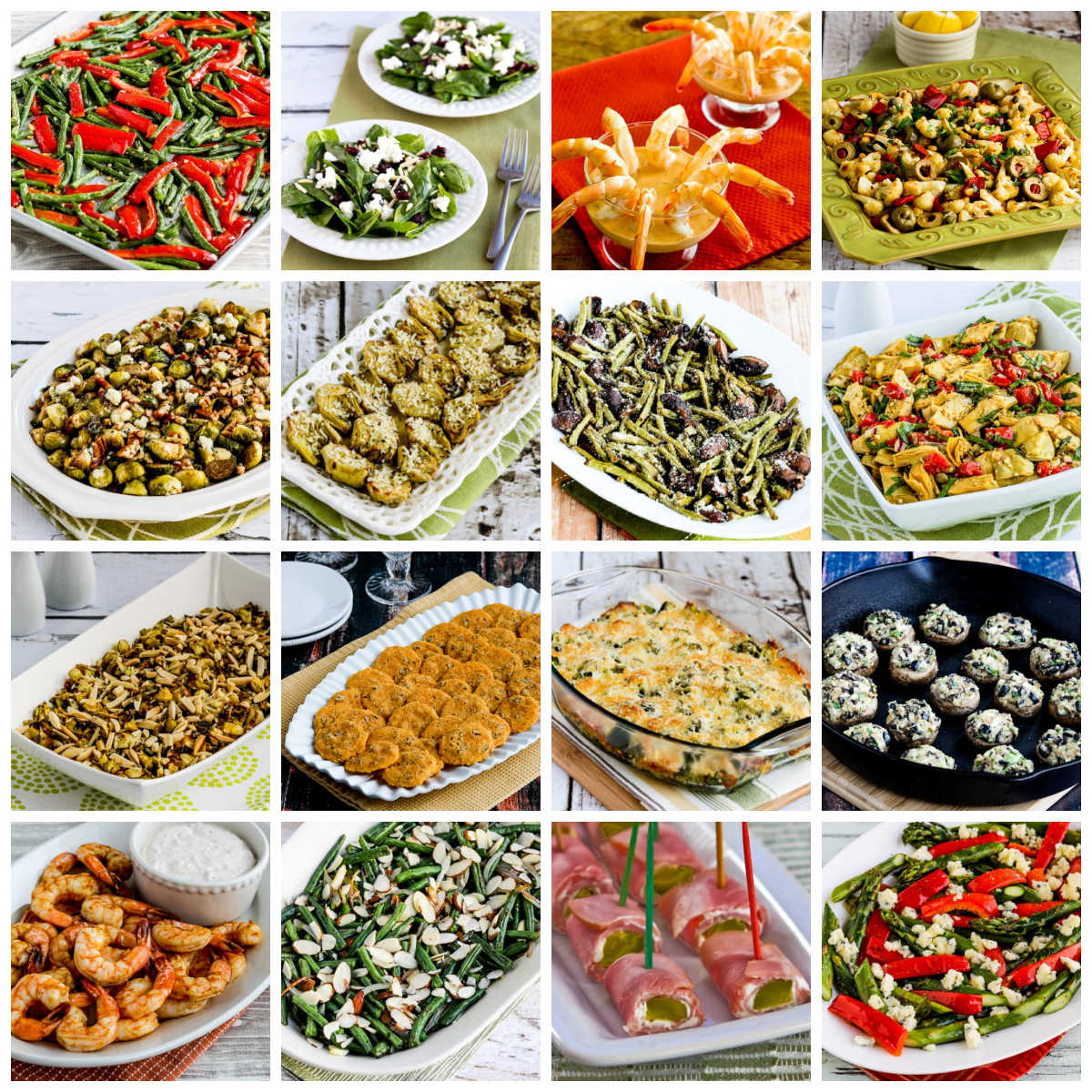 Keto Side Dishes, Appetizers, and Salads for the Holidays collage of featured recipes.