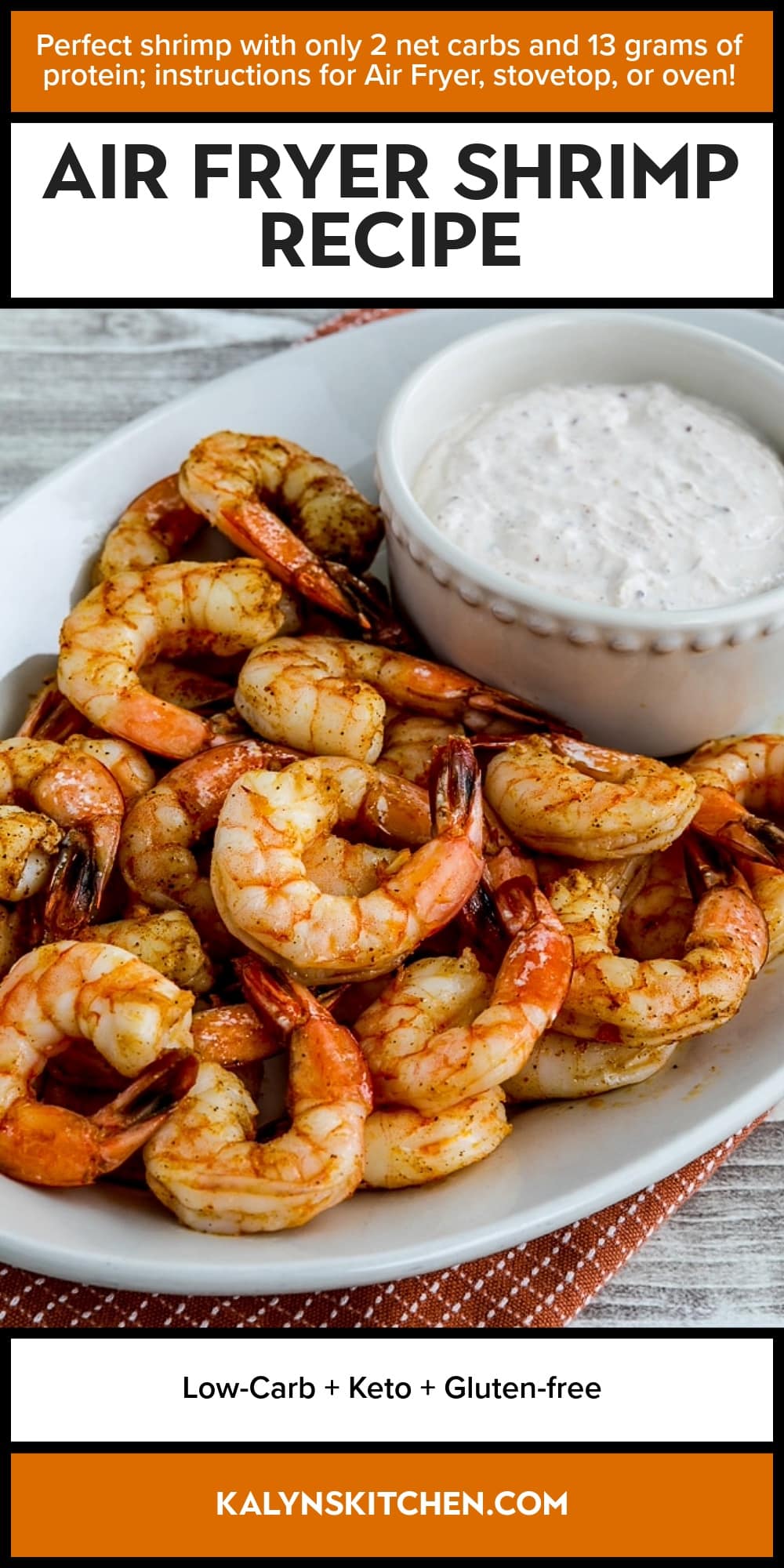 Pinterest image of Air Fryer Shrimp Recipe