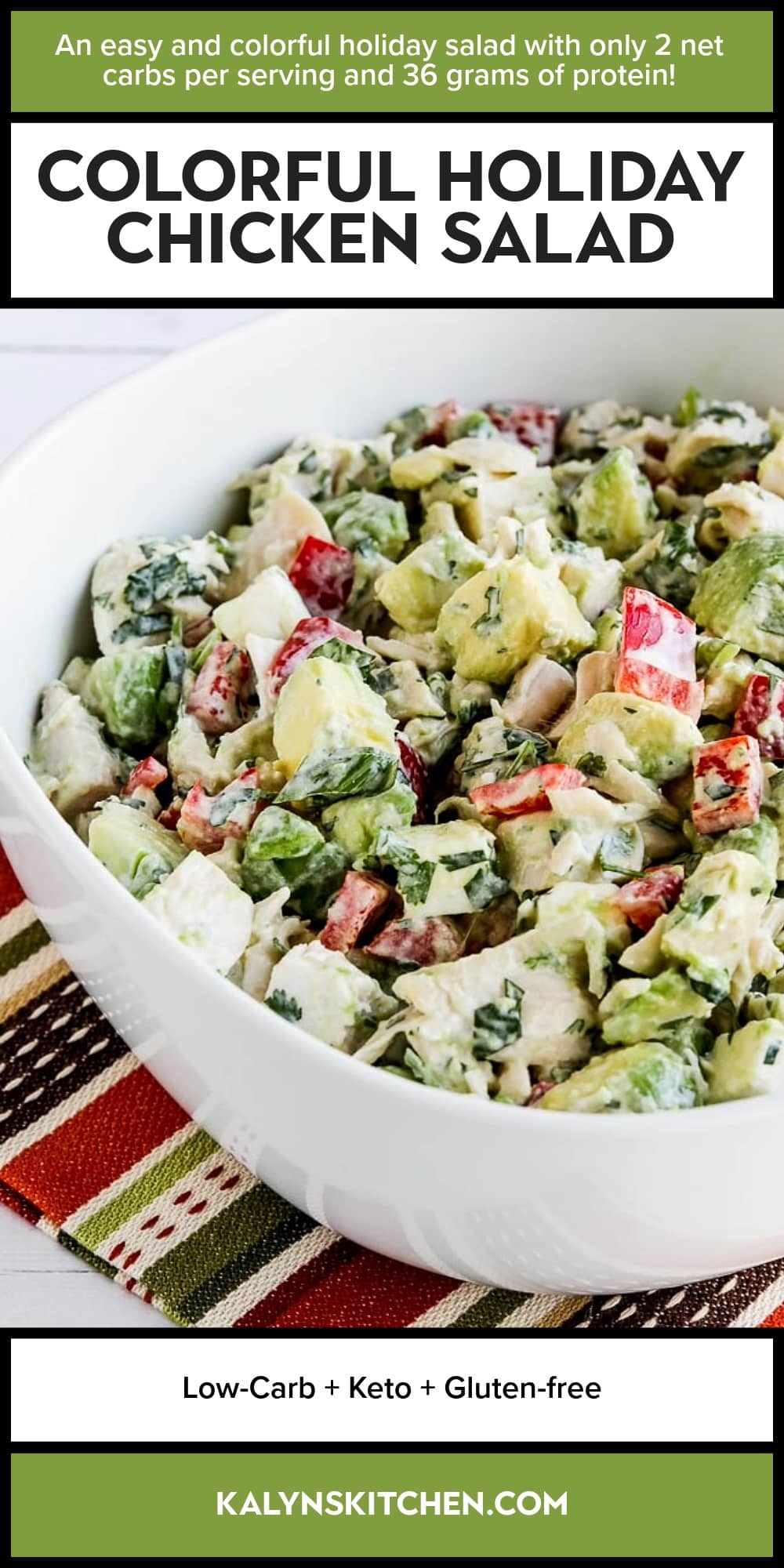 Pinterest image of Colorful Holiday Chicken Salad