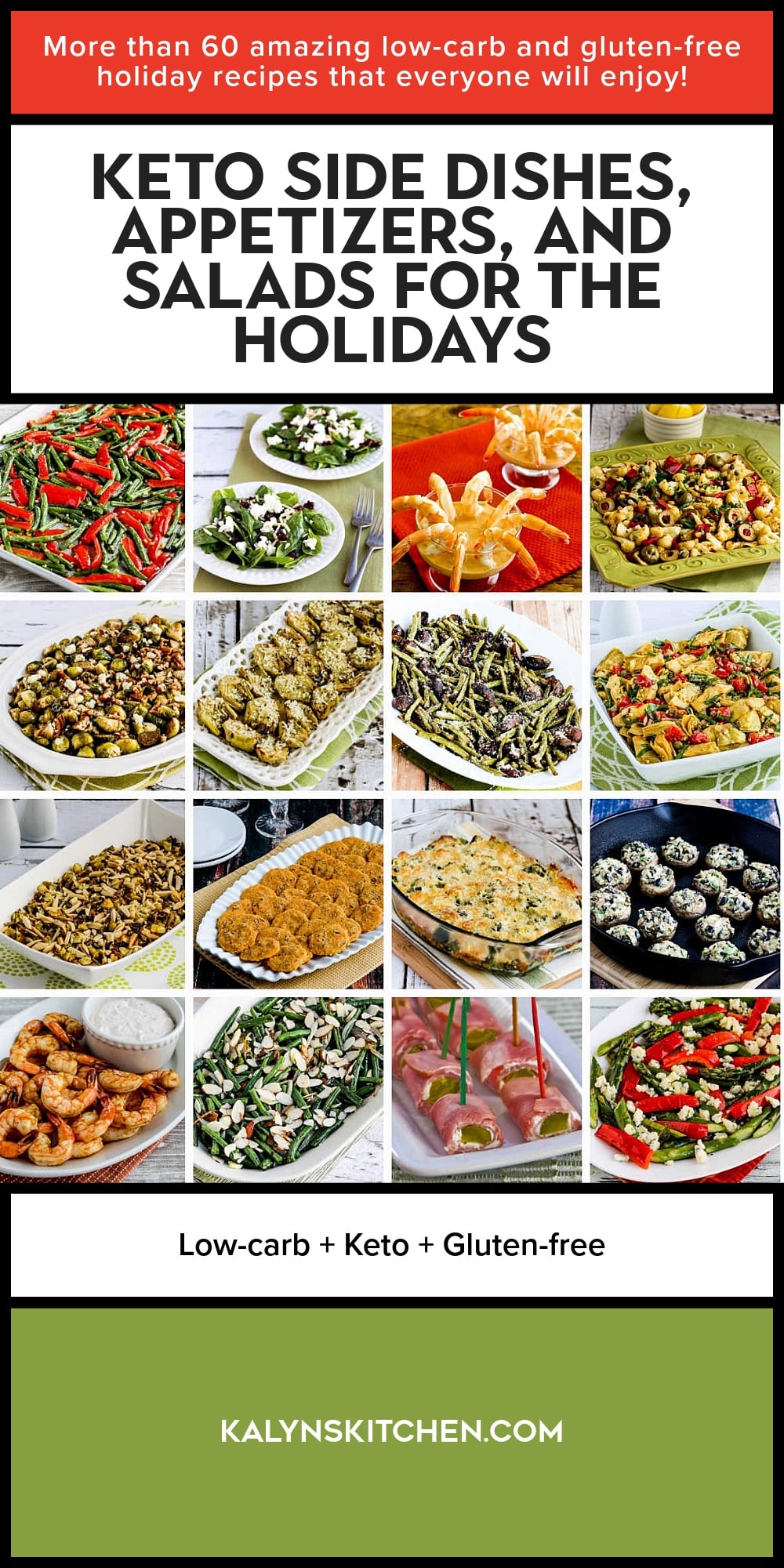Pinterest image of Keto Side Dishes, Appetizers, and Salads for the Holidays